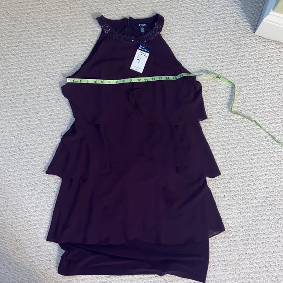 Chaps Purple Layered Sleeveless Evening Dress - Picture 9 of 13